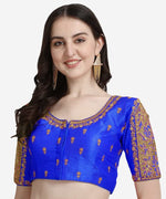Thumbnail for Malishka Women's Royal Blue Colour Phantom Silk Readymade Blouse