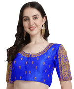 Thumbnail for Malishka Women's Royal Blue Colour Phantom Silk Readymade Blouse