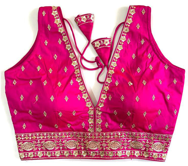 Malishka Women's Pink Colour Silk Readymade Blouse - Distacart