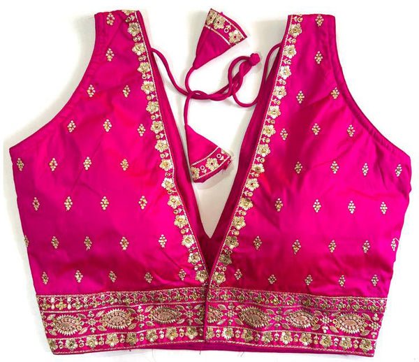 Malishka Women's Pink Colour Silk Readymade Blouse - Distacart