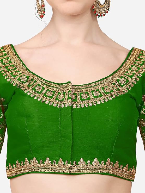 Malishka Women's Green Colour Silk Readymade Blouse - Distacart