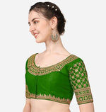Thumbnail for Malishka Women's Green Colour Silk Readymade Blouse - Distacart