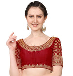 Thumbnail for Malishka Women's Maroon Colour Silk Readymade Blouse