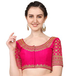 Thumbnail for Malishka Women's Pink Colour Silk Readymade Blouse