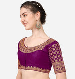 Thumbnail for Malishka Women's Purple Colour Silk Readymade Blouse - Distacart