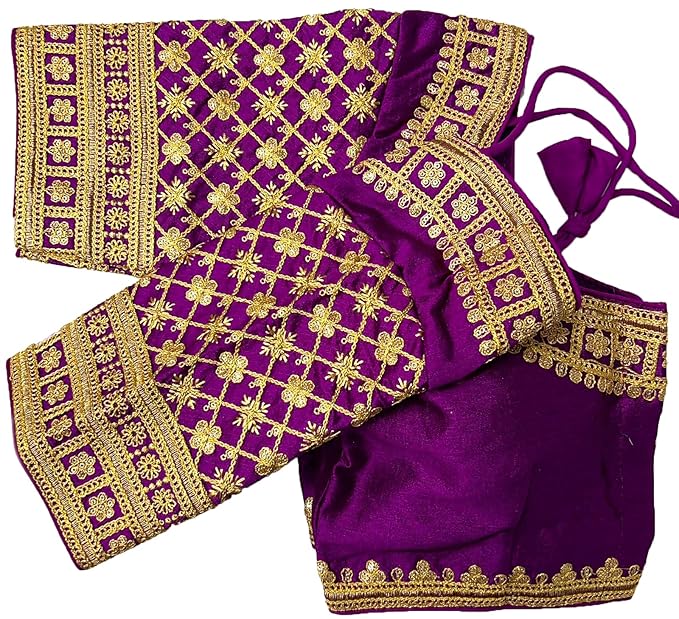 Malishka Women's Purple Colour Silk Readymade Blouse - Distacart