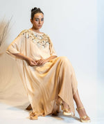 Thumbnail for Timaraa Champagne Beige Ombre Embellished Georgette Kaftan Dress - Dista