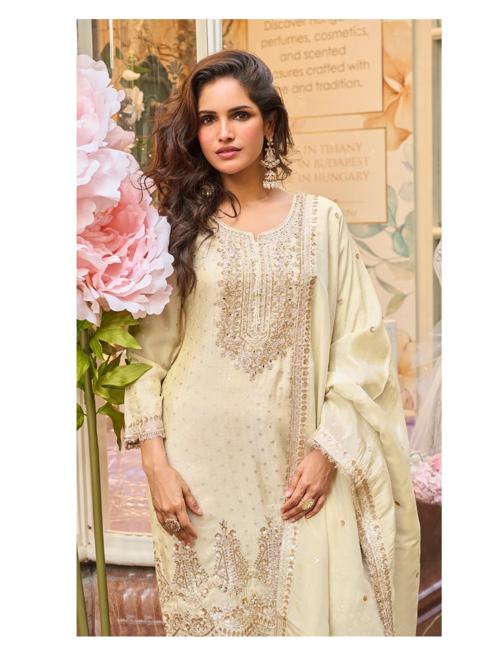 Aarshi Fashions Ivory Shimmer Silk Full Stitched Sharara Suits - Distacart