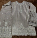 Thumbnail for Aarshi Fashions Peach Shimmer Silk Full Stitched Sharara Suits