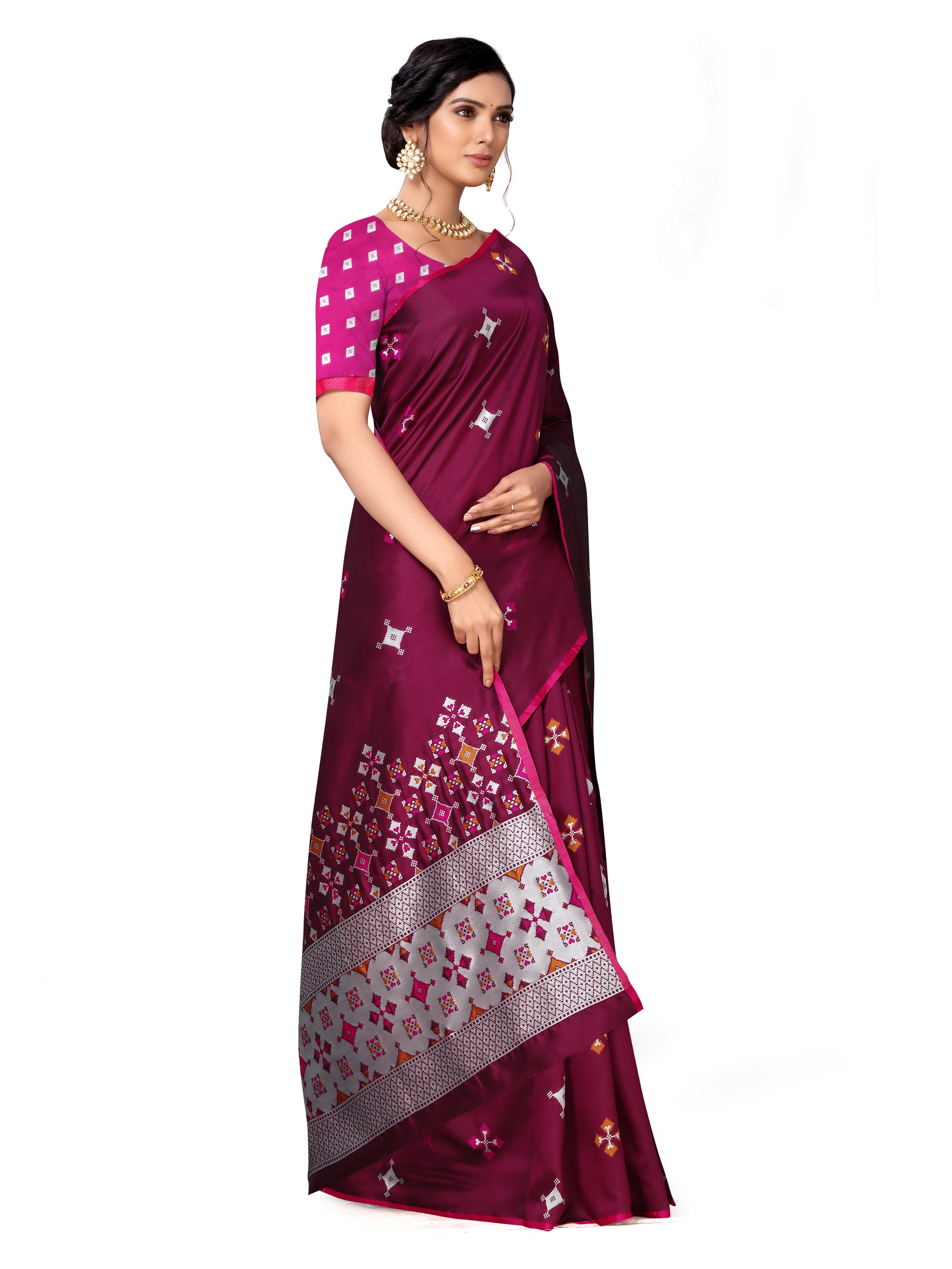 Vamika Weaving Banarasi Jacquard Maroon Kanjivaram Saree - Distacart