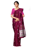 Thumbnail for Vamika Weaving Banarasi Jacquard Maroon Kanjivaram Saree - Distacart