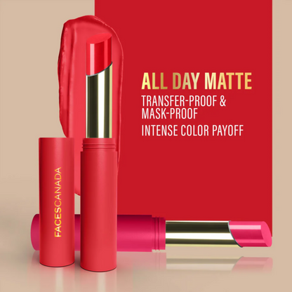 Faces Canada 3 in 1 LongStay Matte Lipstick - Sinful Peach 05 - Distacart