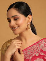 Thumbnail for Nuyug 22K Gold Plated Rose Quartz Stone Studded Ethnic Jhumkas