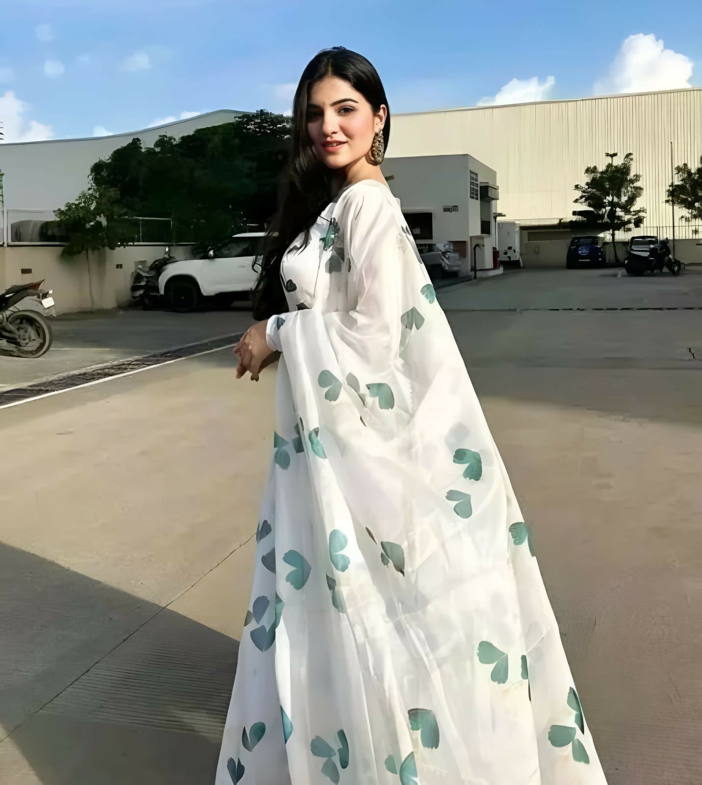 Dishitha Creation Women Floral Printed Designer Gown - Off White - Distacart