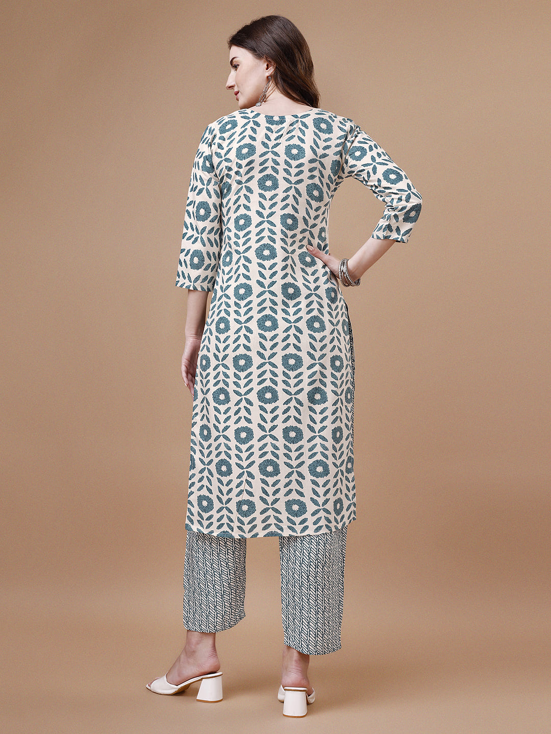 Women Tie Up Tassel Neck Printed Kurta With Pant, Multicolor - Hiral Fashion - Distacart