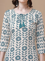 Thumbnail for Women Tie Up Tassel Neck Printed Kurta With Pant, Multicolor - Hiral Fashion - Distacart
