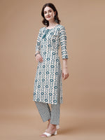 Thumbnail for Women Tie Up Tassel Neck Printed Kurta With Pant, Multicolor - Hiral Fashion - Distacart