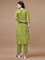 Thumbnail for Embroidered & Floral Printed Cotton Kurta With Pant & Dupatta Set, Multicolor - Hiral Fashion - Distacart