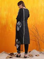 Thumbnail for Embroidered & Bandhani Printed Kurta With Pant & Dupatta, Black - Hiral Fashion - Distacart