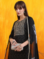 Thumbnail for Embroidered & Bandhani Printed Kurta With Pant & Dupatta, Black - Hiral Fashion - Distacart