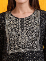 Thumbnail for Embroidered & Bandhani Printed Kurta With Pant & Dupatta, Black - Hiral Fashion - Distacart