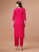 Thumbnail for Yoke & Hem Embroidered Bandhani Printed Kurta,Pant & Dupatta Set, Multicolor - Hiral Fashion - Distacart