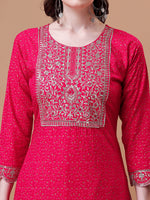 Thumbnail for Yoke & Hem Embroidered Bandhani Printed Kurta,Pant & Dupatta Set, Multicolor - Hiral Fashion - Distacart
