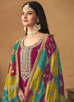 Thumbnail for Vegaa Fashion Rani Pink Chinon Silk Embroidered Salwar Suit