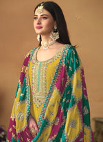 Thumbnail for Vegaa Fashion Yellow Chinon Silk Embroidered Salwar Suit