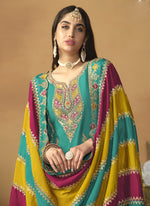 Thumbnail for Vegaa Fashion Sky Blue Chinon Silk Embroidered Salwar Suit
