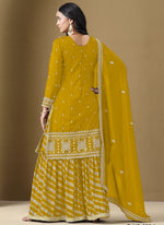 Thumbnail for Vegaa Fashion Yellow Art Silk Embroidered Designer Palazzo Suit