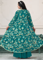 Thumbnail for Vegaa Fashion Firozi Faux Georgette Embroidered Western Sharara Suit