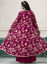Thumbnail for Vegaa Fashion Wine Faux Georgette Embroidered Western Sharara Suit
