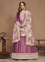 Thumbnail for Vegaa Fashion Onion Pink Art Silk Embroidered Anarkali Suit