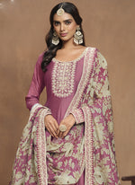 Thumbnail for Vegaa Fashion Onion Pink Art Silk Embroidered Anarkali Suit