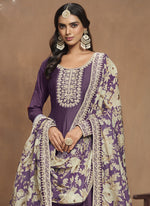 Thumbnail for Vegaa Fashion Purple Art Silk Embroidered Anarkali Suit