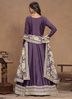 Thumbnail for Vegaa Fashion Purple Art Silk Embroidered Anarkali Suit
