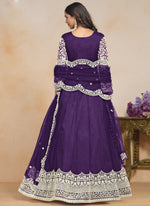 Thumbnail for Vegaa Fashion Violet Net Embroidered Designer Anarkali Suit