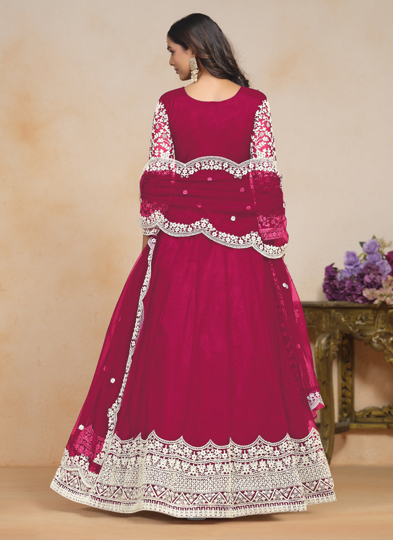 Vegaa Fashion Pink Net Embroidered Designer Anarkali Suit