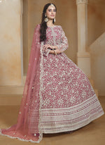 Thumbnail for Vegaa Fashion Onion Pink Net Embroidered Anarkali Suit