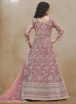Thumbnail for Vegaa Fashion Onion Pink Net Embroidered Anarkali Suit