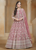 Thumbnail for Vegaa Fashion Onion Pink Net Embroidered Anarkali Suit