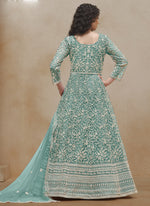 Thumbnail for Vegaa Fashion Sea Green Net Embroidered Anarkali Suit