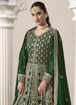 Thumbnail for Vegaa Fashion Green Faux Georgette Embroidered Anarkali Suit