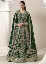 Thumbnail for Vegaa Fashion Green Faux Georgette Embroidered Anarkali Suit
