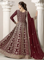 Thumbnail for Vegaa Fashion Maroon Faux Georgette Embroidered Anarkali Suit
