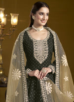 Thumbnail for Vegaa Fashion Black Chanderi Butti Embroidered Anarkali Suit