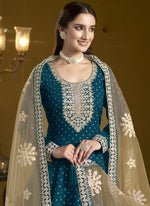 Thumbnail for Vegaa Fashion Royal Blue Chanderi Butti Embroidered Anarkali Suit
