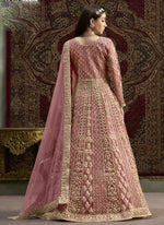 Thumbnail for Vegaa Fashion Light Pink Net Embroidered Anarkali Suit
