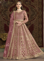 Thumbnail for Vegaa Fashion Light Pink Net Embroidered Anarkali Suit